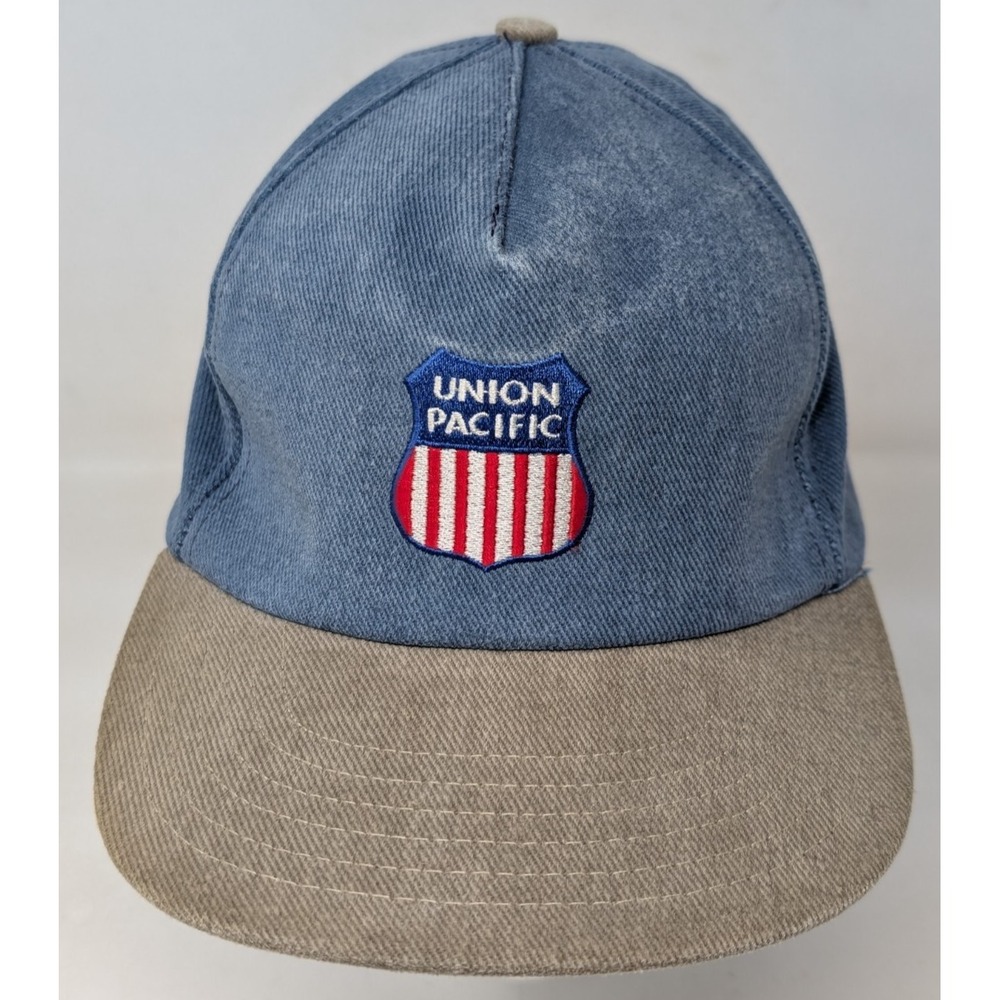 Vintage Union Pacific Railroad Men's Hat Strapback Cotton Twill 90s Made In USA